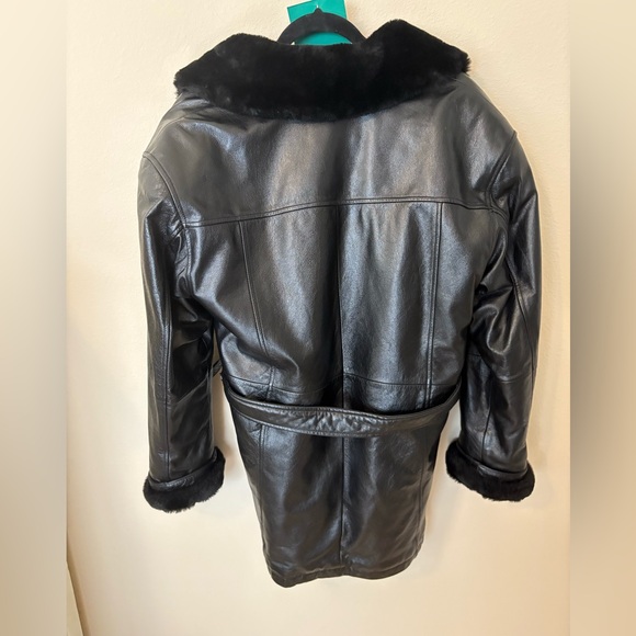 Wilson Black Leather Jacket with Fur Trim - Picture 2 of 7